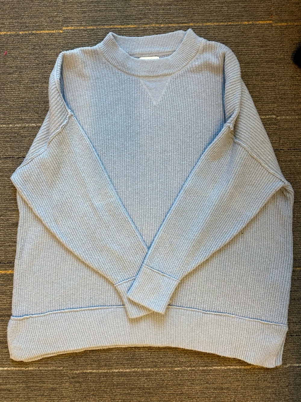 aerie Pale Blue Ribbed Crewneck Sweater